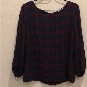 Plaid long sleeve blouse